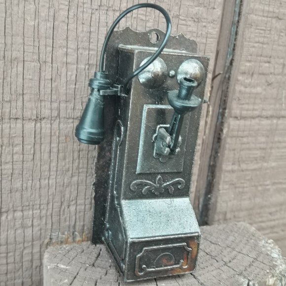 Mini Dollhouse Accessory Cast Iron Pencil Sharpener RARE Vintage Phone Telephone - Picture 1 of 10